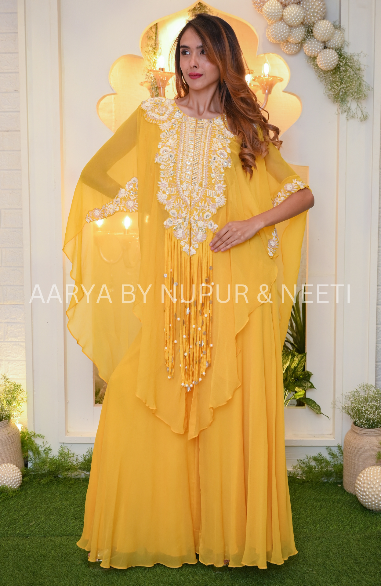 Chiffon Palazzo with Blouse & Organza Cape