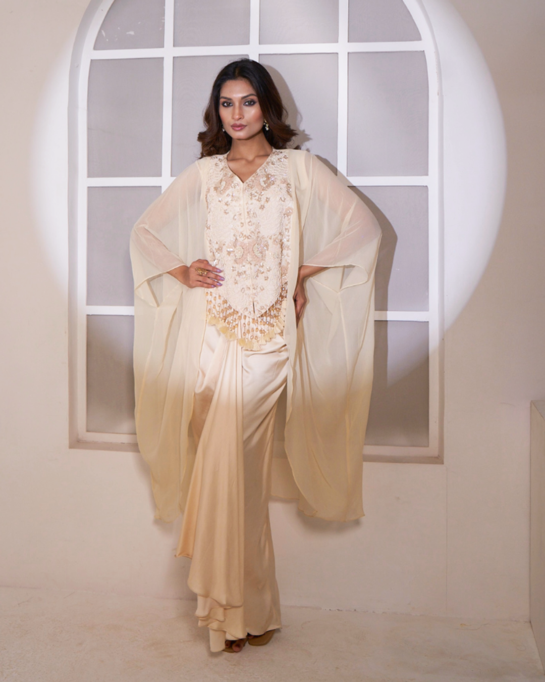 Chiffon Cape Three-Piece Set