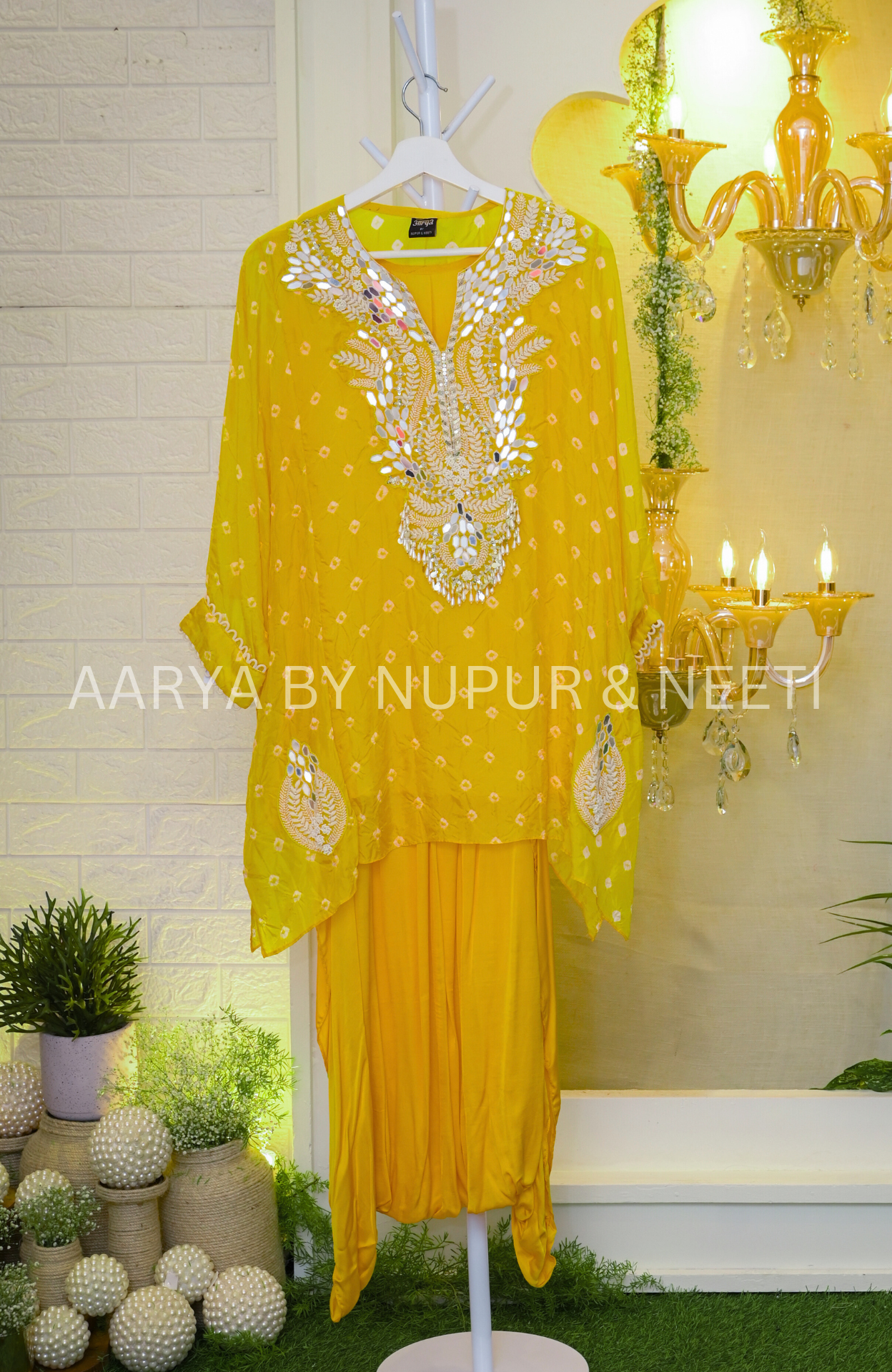 Pure Silk Bandhej Kurta with Modal Satin Dhoti