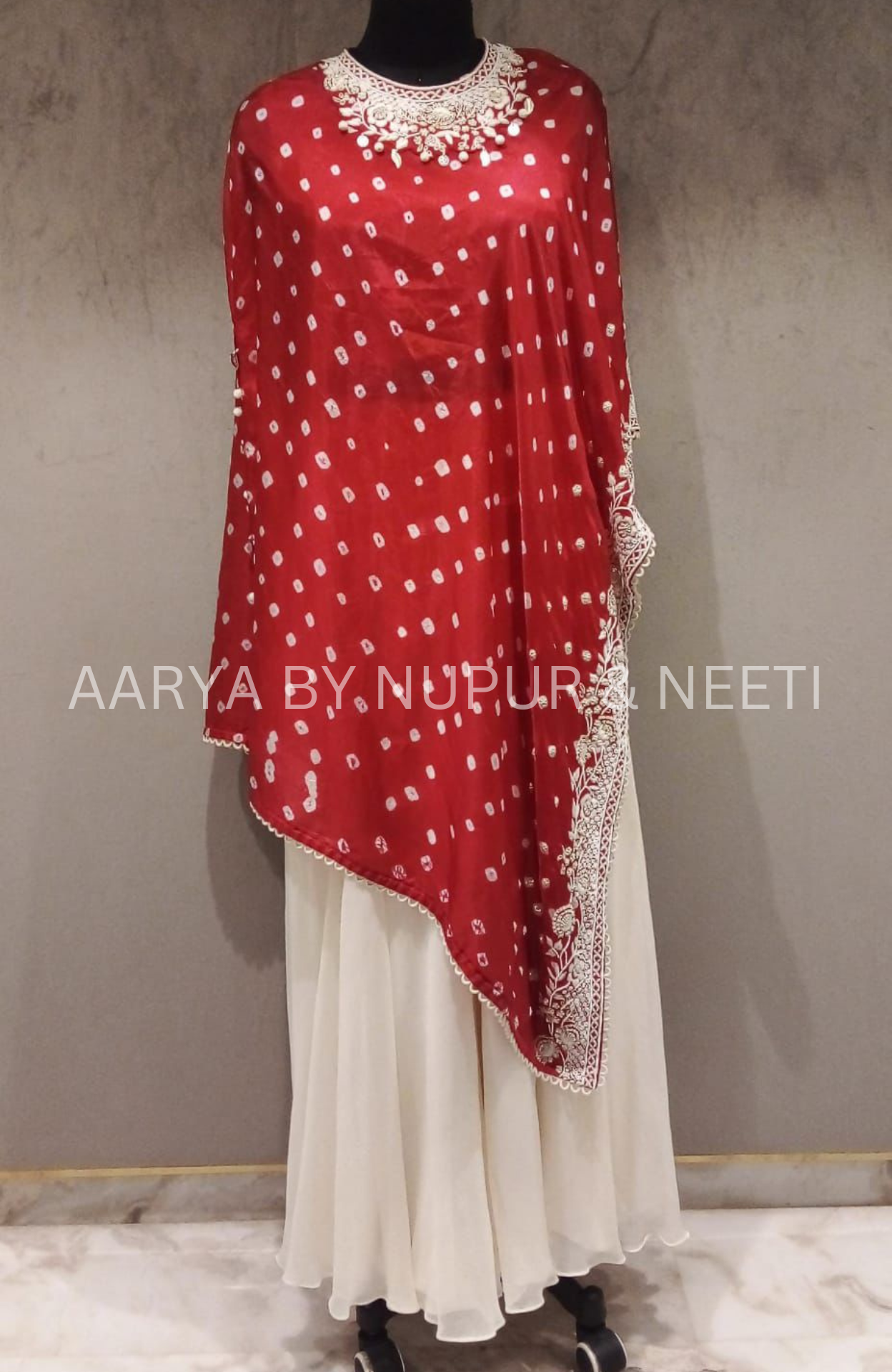 Silk Bandhej Cape with Modal Satin Palazzos
