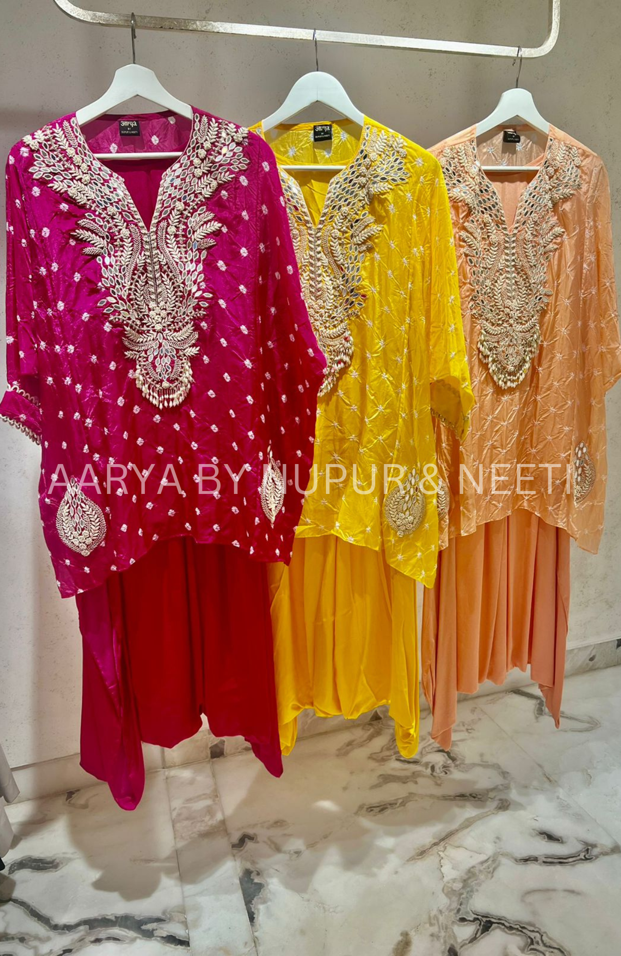 Pure Silk Bandhej Kurta with Modal Satin Dhoti
