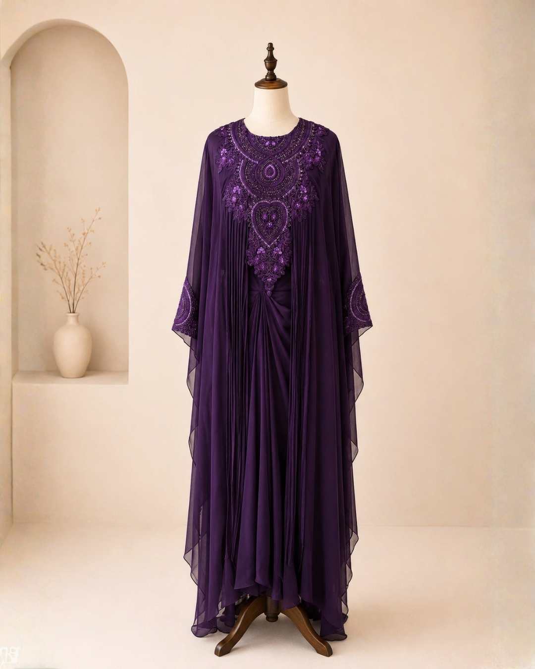 Chiffon Cape with Skirt Set