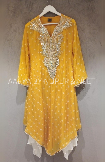 Pure Silk Bandhej Kurta with Dhoti