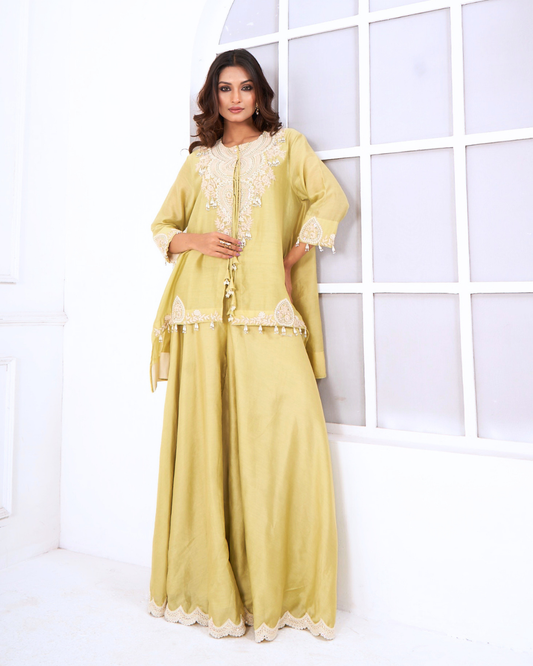 Chanderi Sharara Three-Piece Set