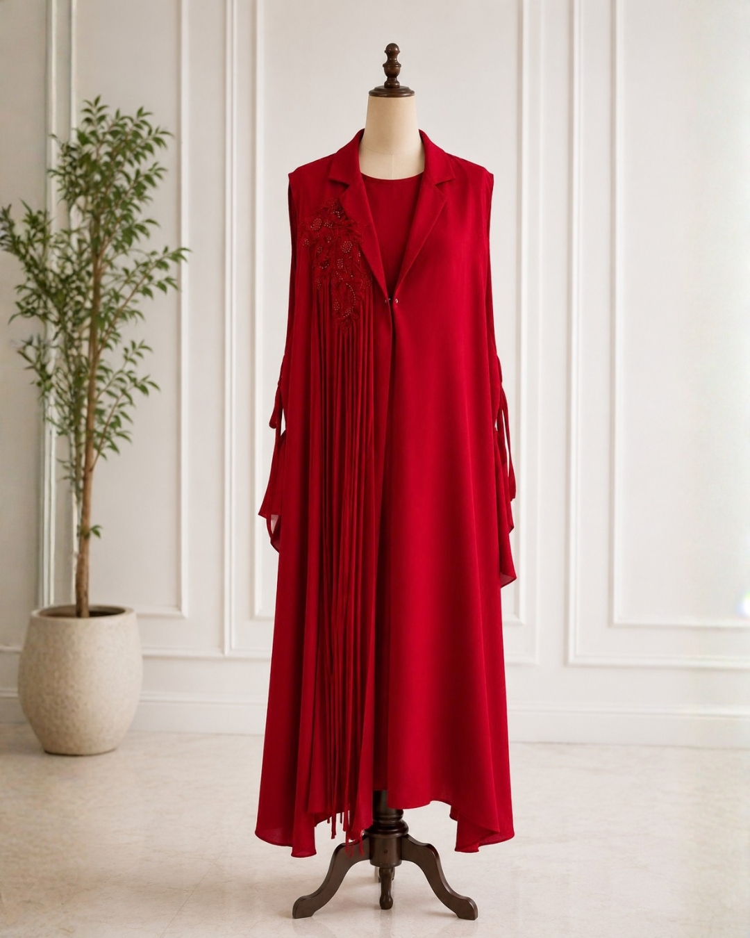 Resham Embroidered Crepe Jacket Set