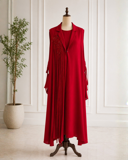 Resham Embroidered Crepe Jacket Set