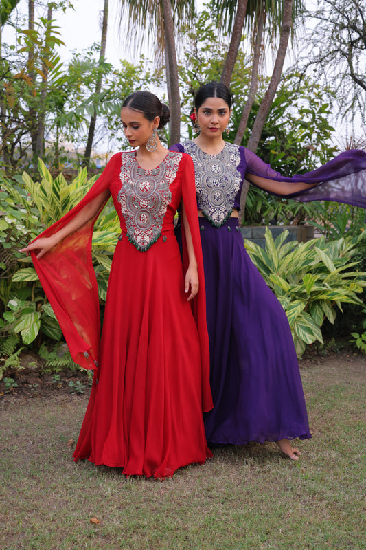 Chiffon Skirt & Blouse Set