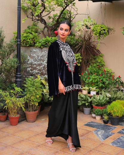 Velvet Cape Three-Piece Set