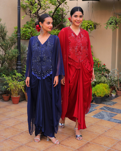 Chiffon Cape Three-Piece Set