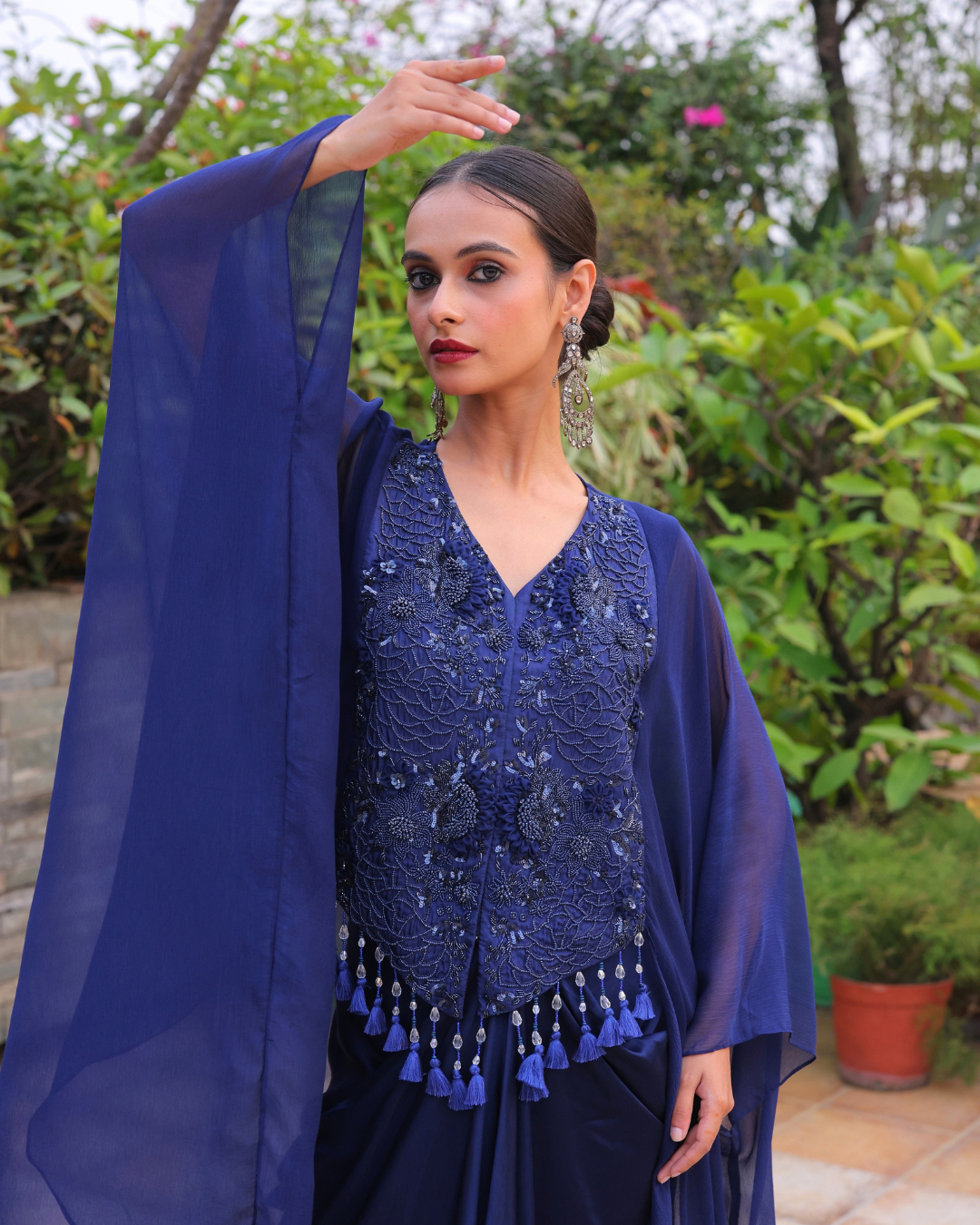 Chiffon Cape Three-Piece Set