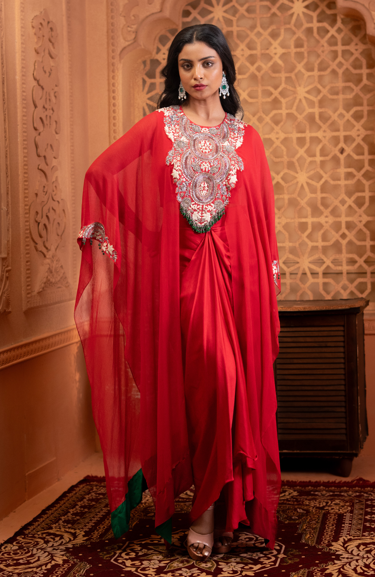 Chiffon Cape paired with a Pickup Skirt