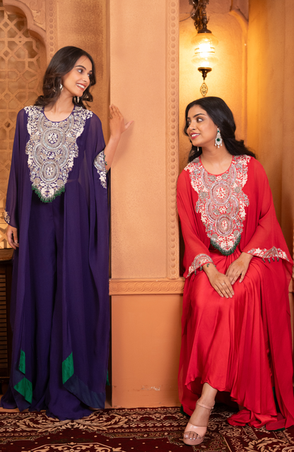 Chiffon Cape paired with a Pickup Skirt