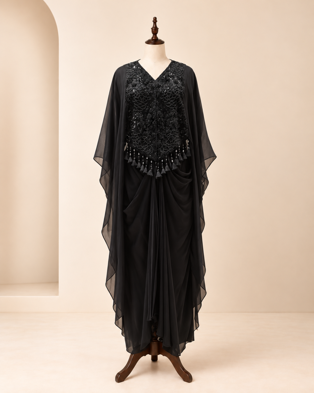 Chiffon Cape Three-Piece Set