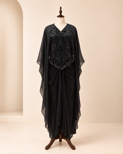 Chiffon Cape Three-Piece Set