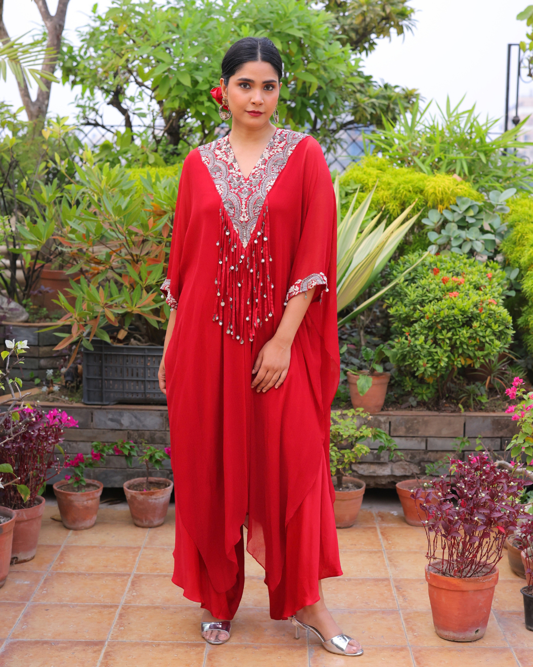 Chiffon Cape with Harem Pants Set