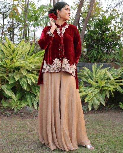 Velvet Flared Pants Co-Ord Set