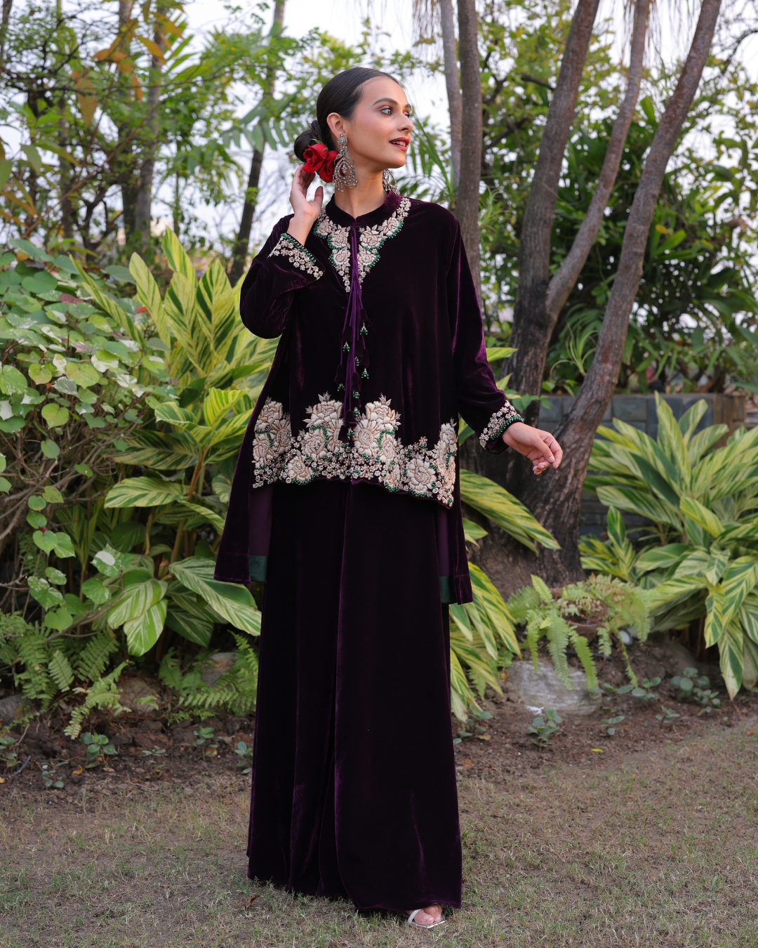 Velvet Flared Pants Co-Ord Set