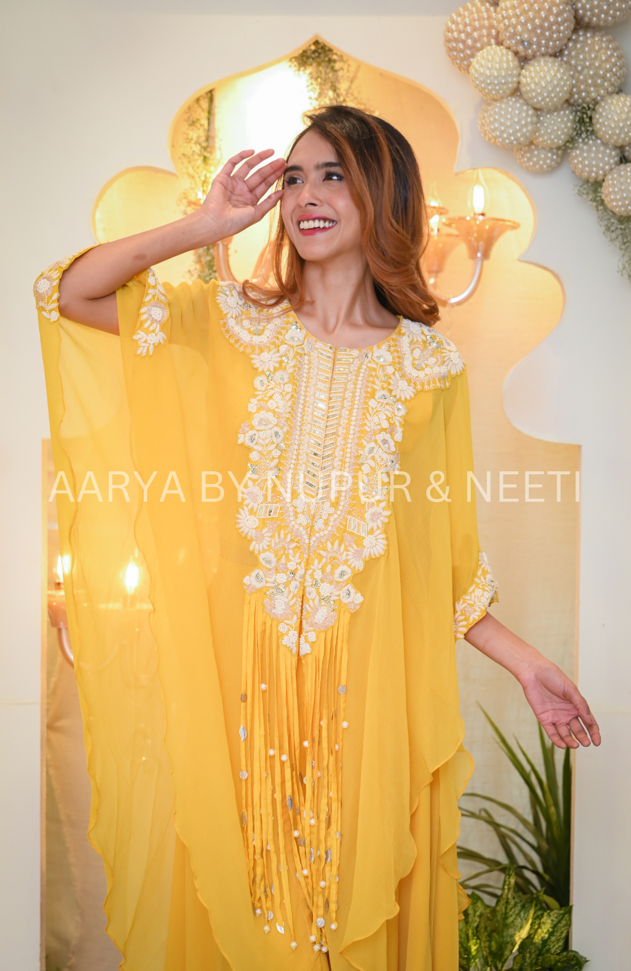 Chiffon Palazzo with Blouse & Organza Cape