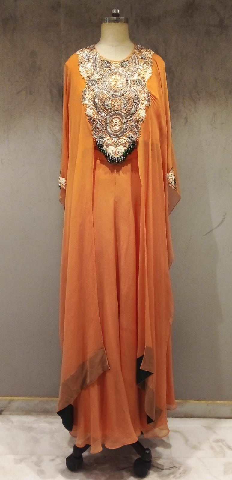 Chiffon Cape paired with a Pickup Skirt