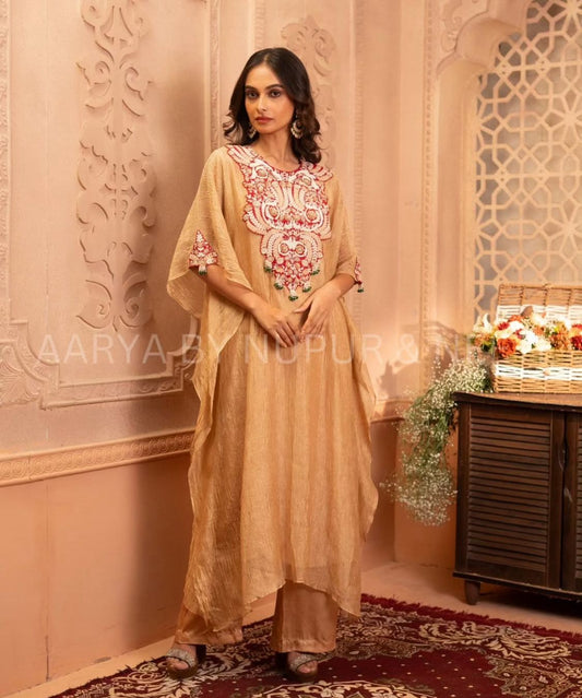 Tissue Kaftan paired with Palazzos