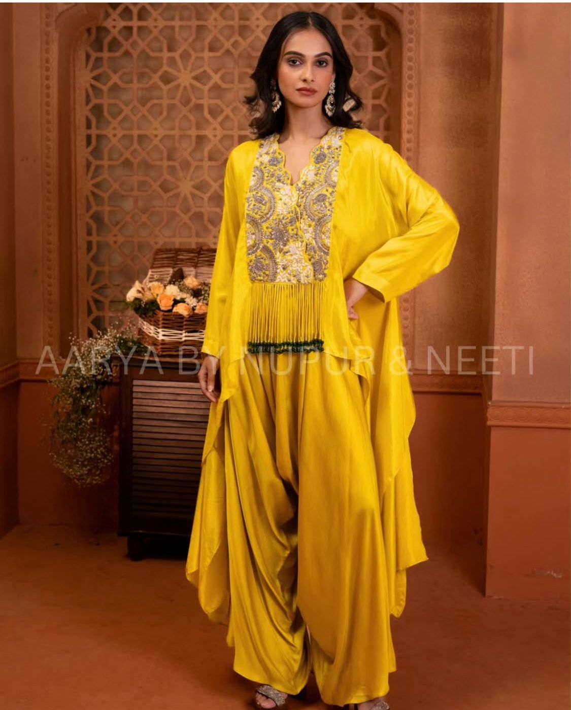 Silk Top paired with Dhoti Pants / Skirt