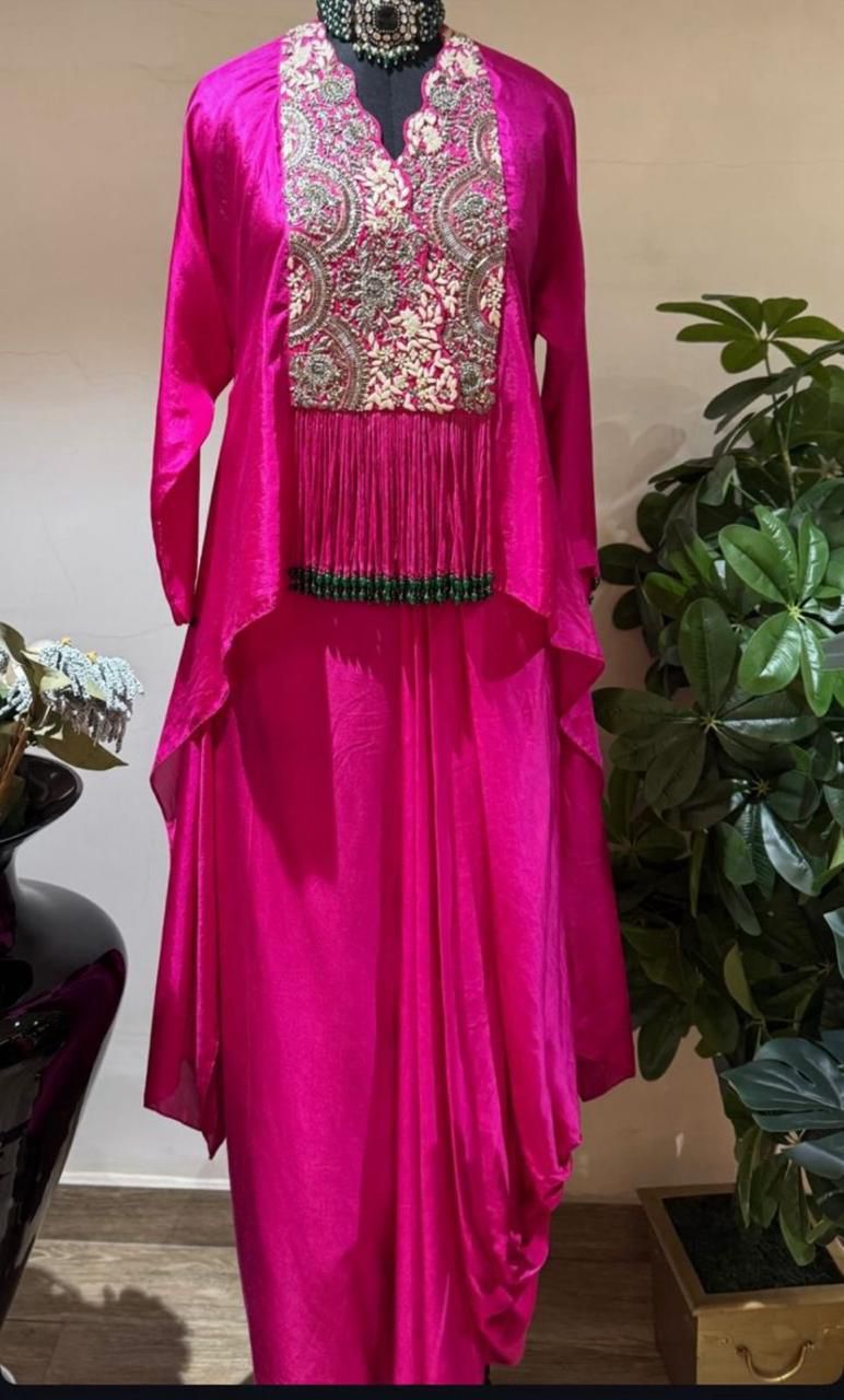 Silk Top paired with Dhoti Pants / Skirt