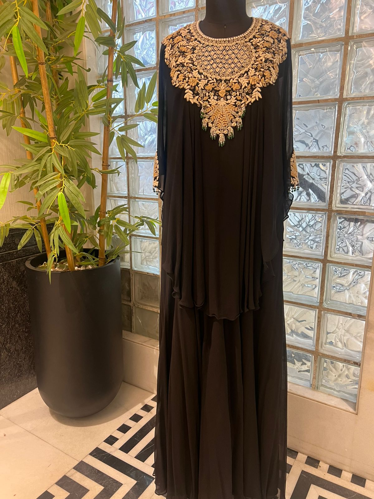 Chiffon Cape with Crop Top paired with Palazzos