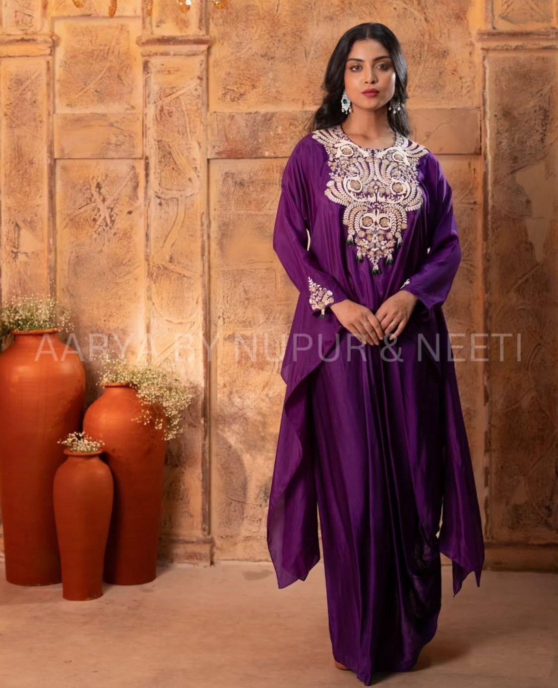 Silk Top Paired with a Skirt