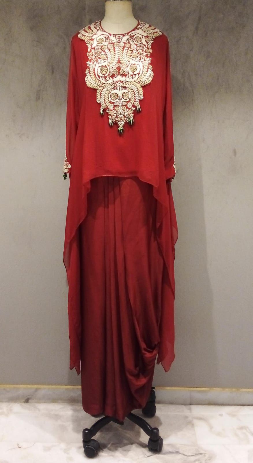 Silk Top Paired with a Skirt