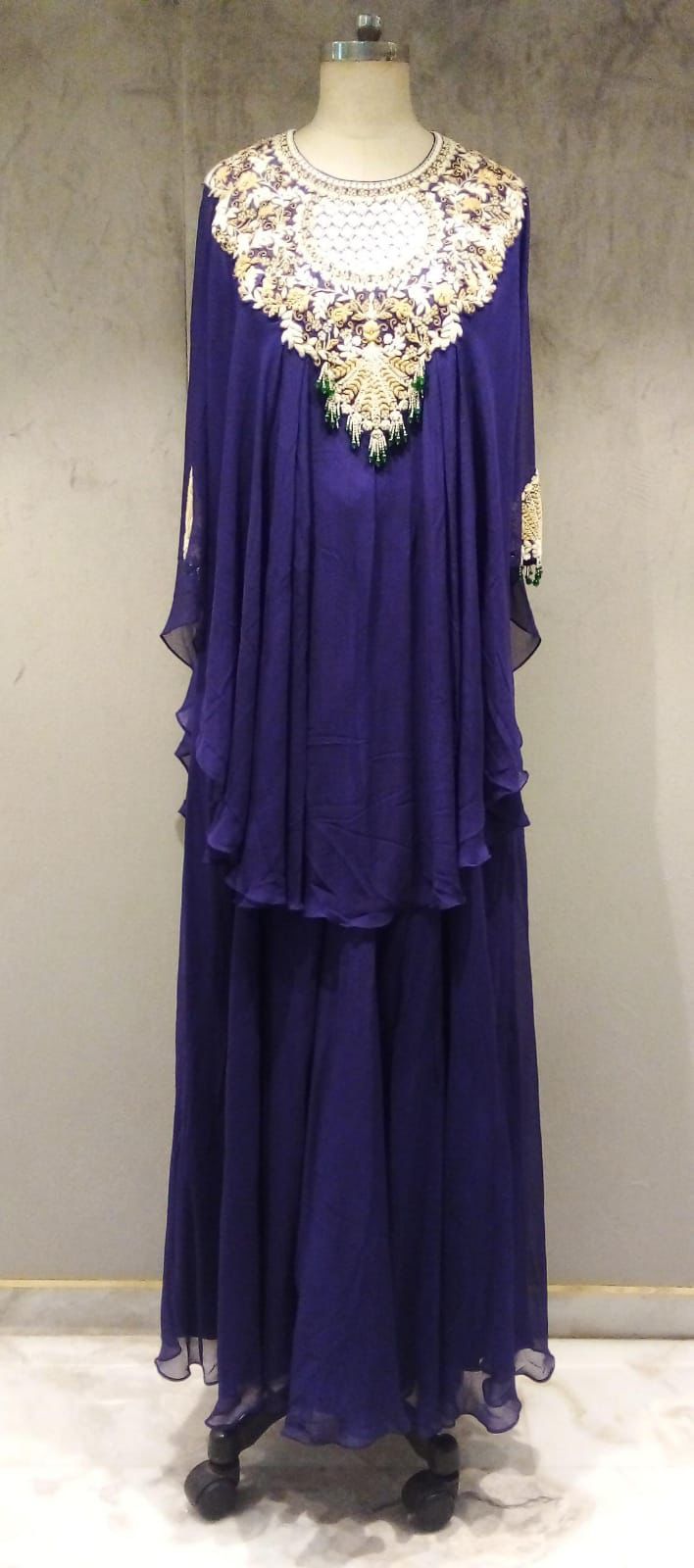 Chiffon Cape with Crop Top paired with Palazzos
